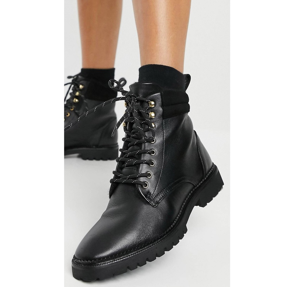 & other stories leather with shearling boot